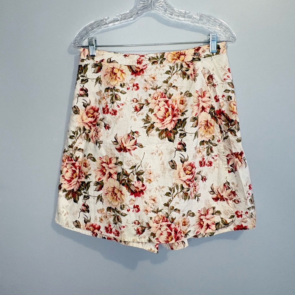Vintage Northern Isles Portrait Skort Women’s 8 Floral Linen Cotton Pink Cream